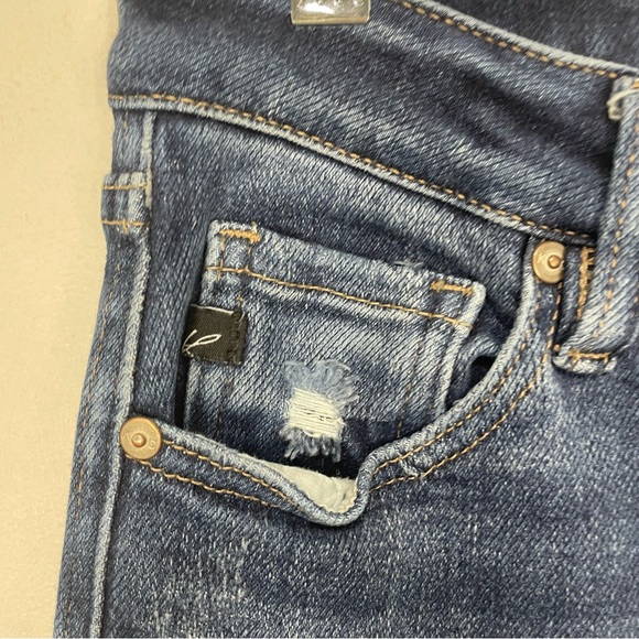 KanCan Dark Blue Distressed Flare Jeans L9 - Picture 4 of 7